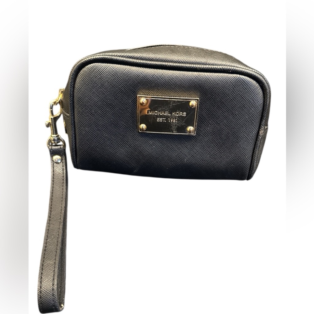 Michael Kors Black Wristlet with Gold Accents
